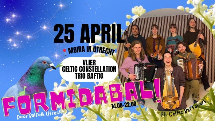 Balfolk Utrecht – Formidabal! met Vlier (NL), Trio Baftig (NL) en Celtic Constellation (NL)