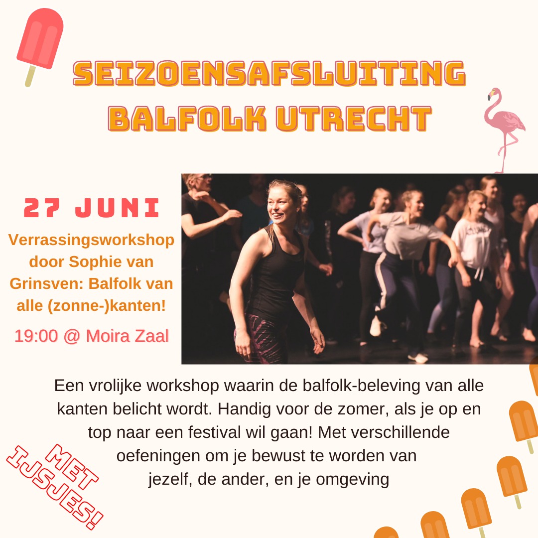 Seizoensafsluiting Balfolk Utrecht met workshop Sophie van Grinsven